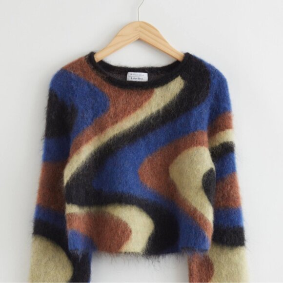 & Other Stories Swirly Jacquard Mohair Sweater Size M - Picture 1 of 7